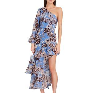 ALEXIS Abanna Dress Blue Floral Ruffle Maxi